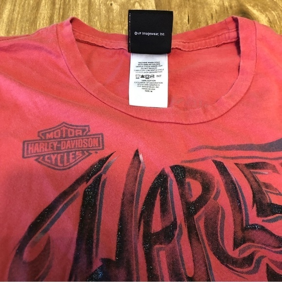 Harley Davidson Honolulu Hawaii Flaming Skull Pink Tshirt Womens Size Medium - Picture 6 of 10